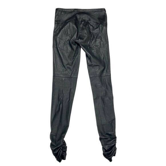 NOR Leather Pants Womens Size 30 Tall Black Ruffle Ankle Sexy Grunge Witchcore - Picture 5 of 14
